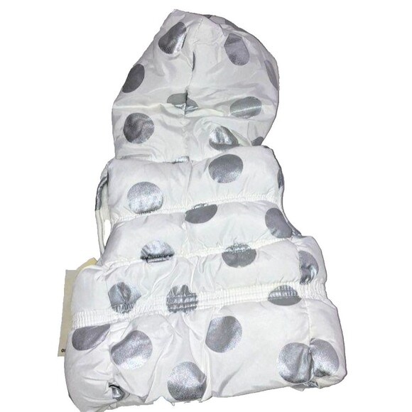 NWT Old Navy White Silver Polka Dot Baby Puffer Vest Size 3-6 Months Adorable - Picture 3 of 9